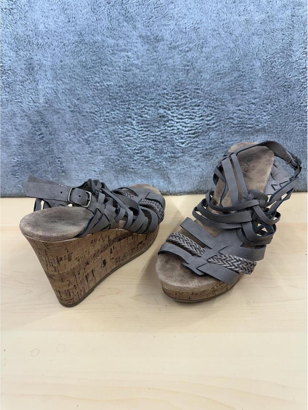 Maurices Gray Braided Cork Wedge Sandals Y2K Boho Festival